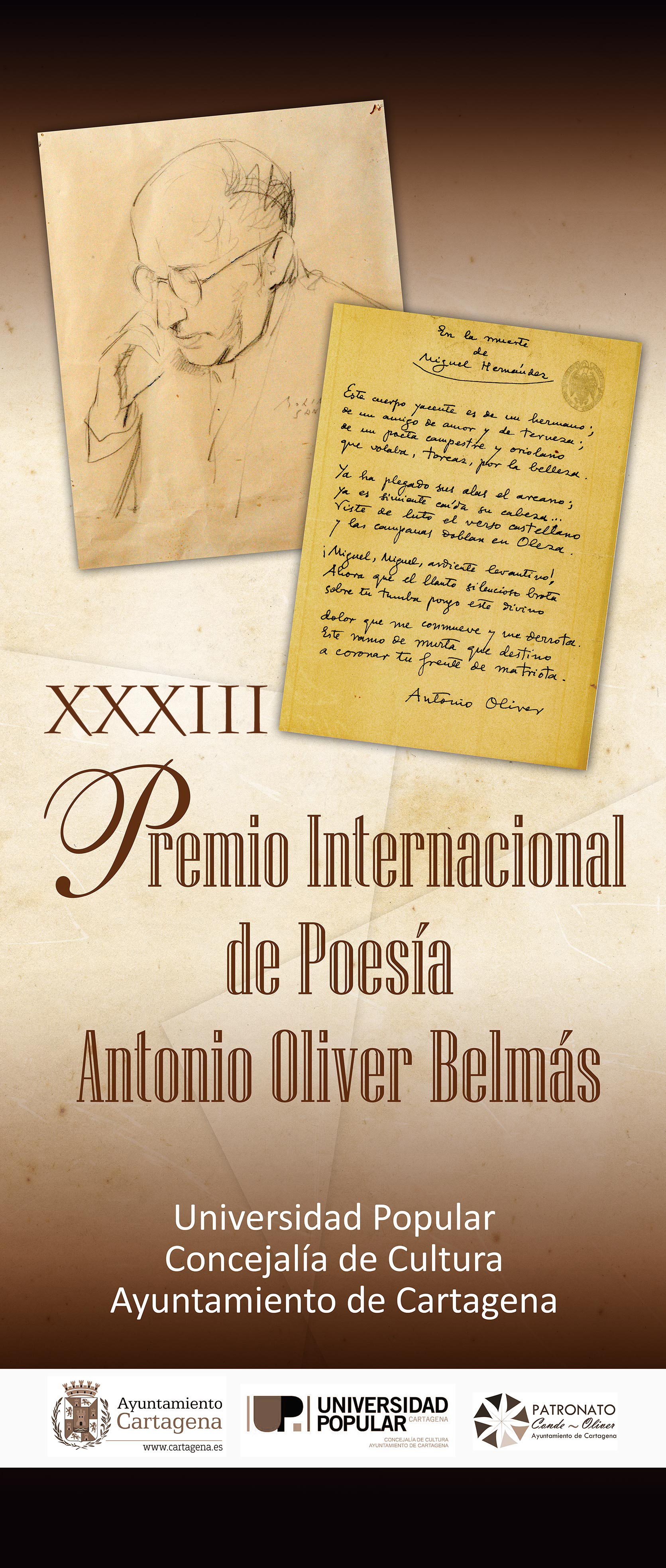 Imagen del Poster del XXXIII Premio Internacional de Poesía Antonio Oliver Belmás